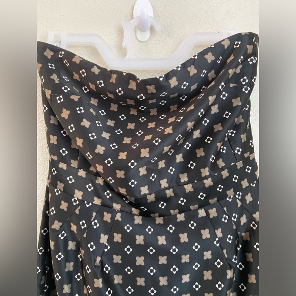 NWOT Banana Republic Black Tan Print Strapless Silk-Like Cocktail Dress Size 10 - Picture 3 of 16